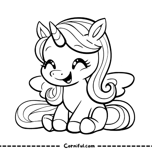 Kawaii Baby Unicorn Coloring Page