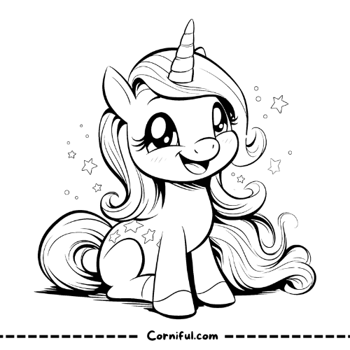 Kawaii Baby Unicorn Coloring Page