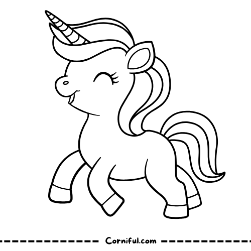 Happy Baby Unicorn Coloring Page