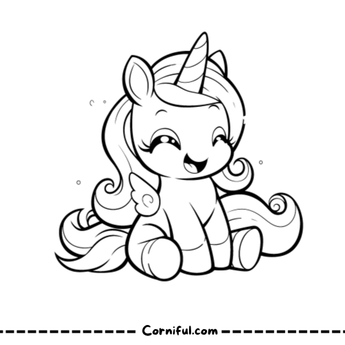 Kawaii Unicorn Coloring Page