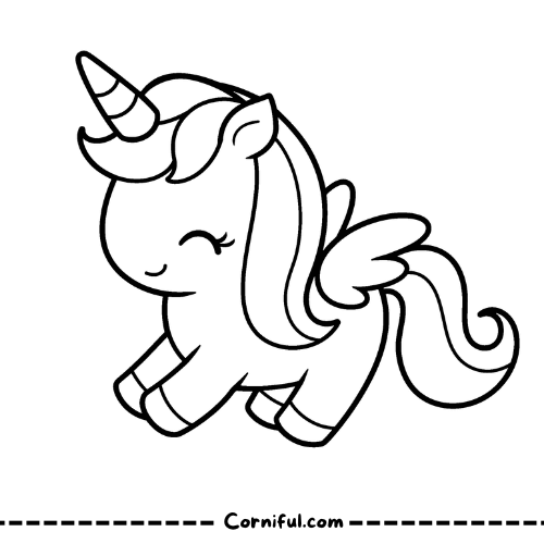  Cute Unicorn with Wings Coloring Page