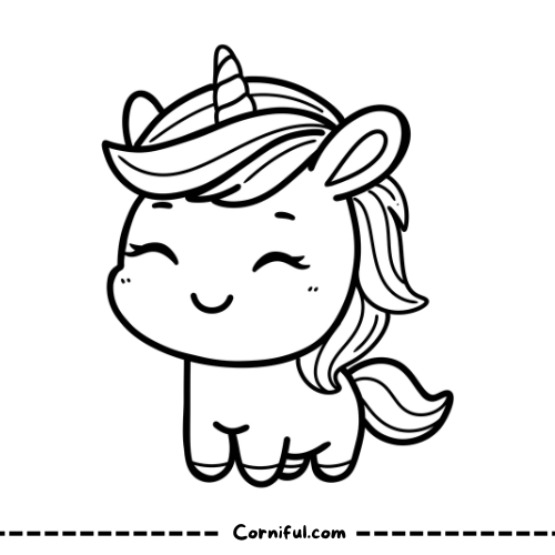 Adorable Baby Unicorn Coloring Page