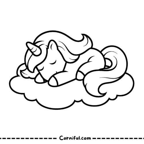  Cute Unicorn Sleeping Coloring Page