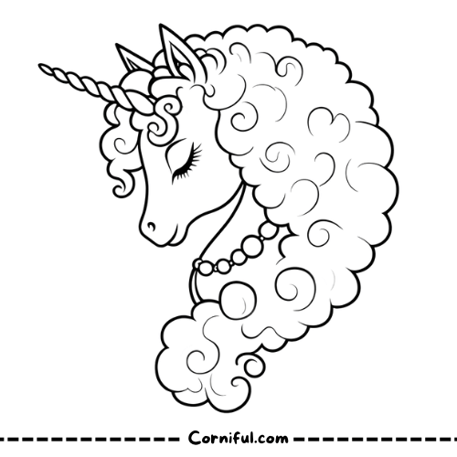 Cute Afro Unicorn Coloring Page