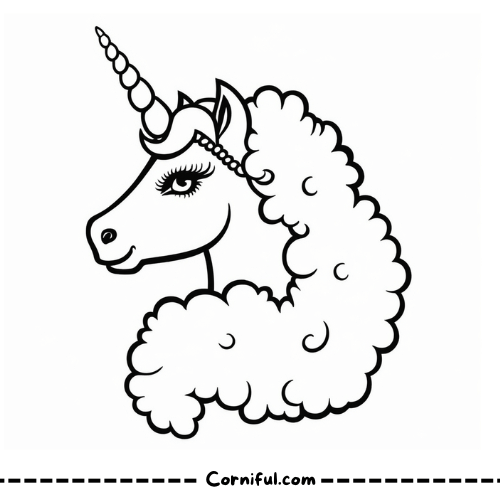 Afro Unicorn Coloring Page