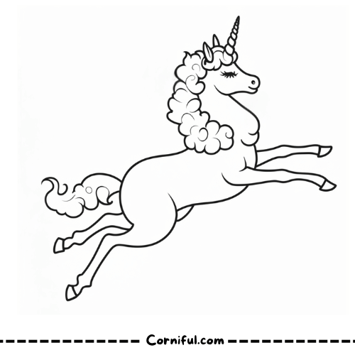 Kawaii Afro Unicorn Coloring Page