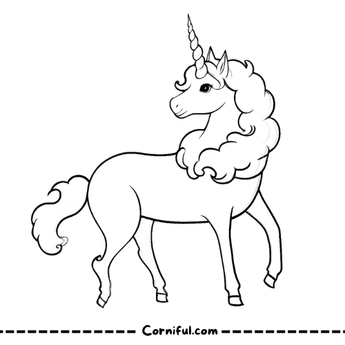 Afro Unicorn Coloring Page