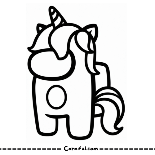 Among Us Unicorn Coloring Page