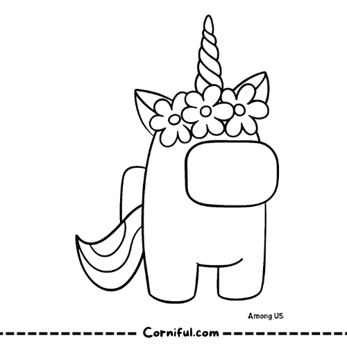 Among Us Unicorn Coloring Page