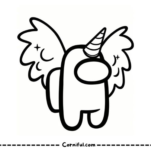 Among Us Unicorn with Wings Coloring Page