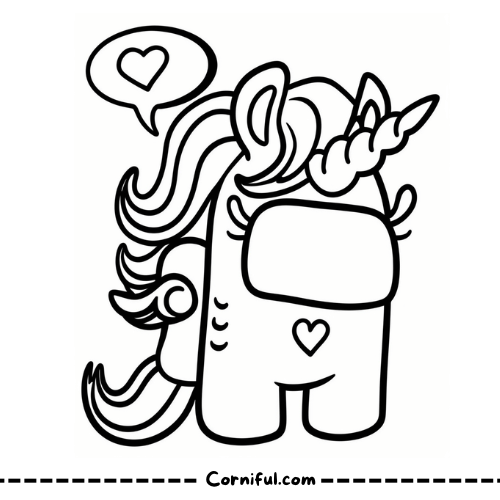 Among Us Unicorn Coloring Page