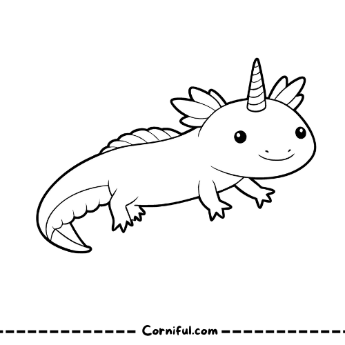 Axolotl Unicorn Coloring Page