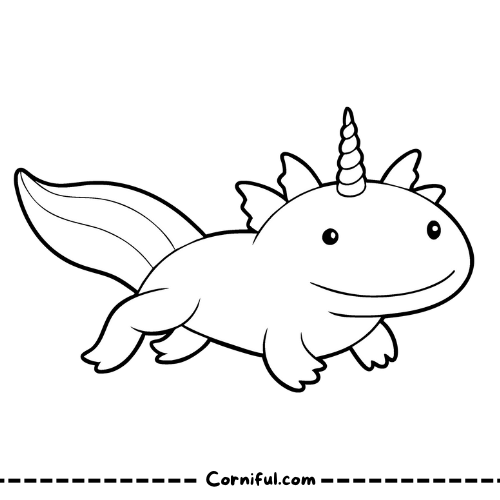 Axolotl Unicorn Coloring Page