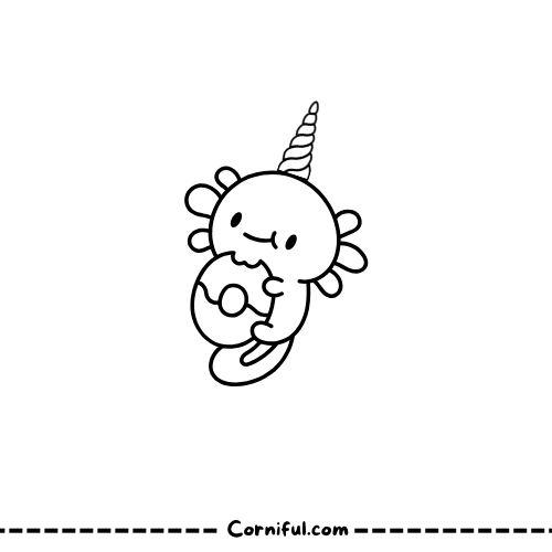 Axolotl Unicorn Coloring Page