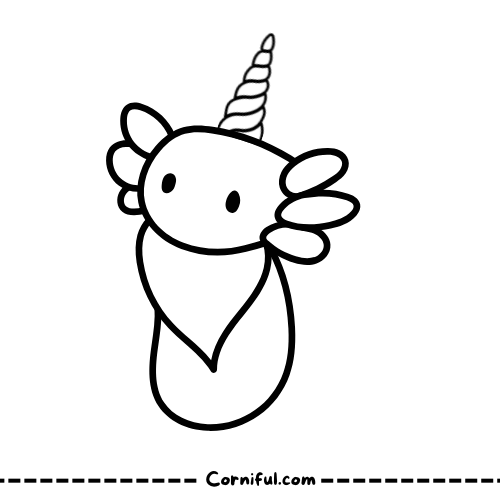 Axolotl Unicorn Coloring Page