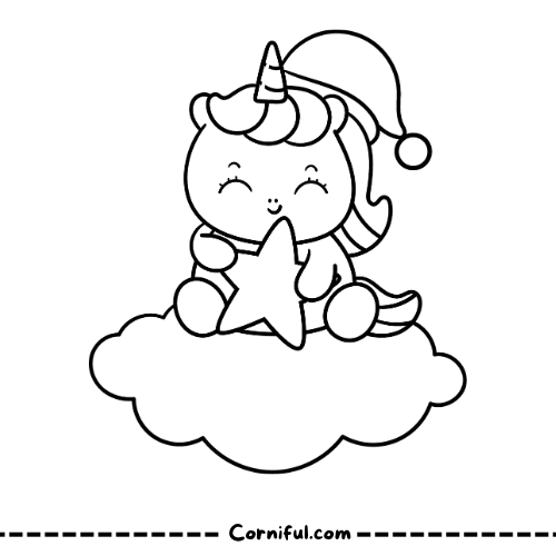 Chibi Unicorn Coloring Page