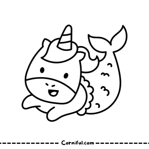  Cute Unicorn Mermaid Coloring Page