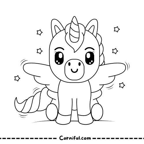  Unicorn with Wings Coloring Page