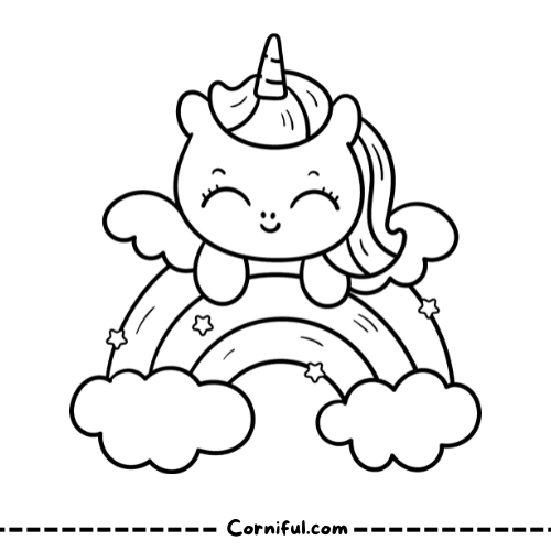 Rainbow unicorn coloring page