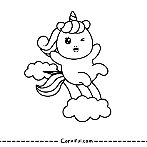 Rainbow unicorn coloring page