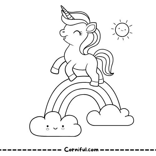 Rainbow unicorn coloring page