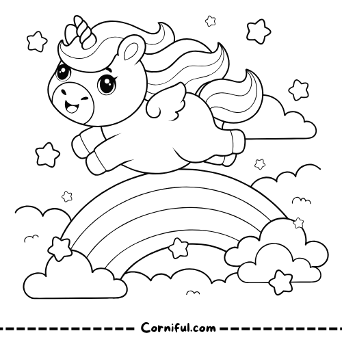 Rainbow unicorn coloring page