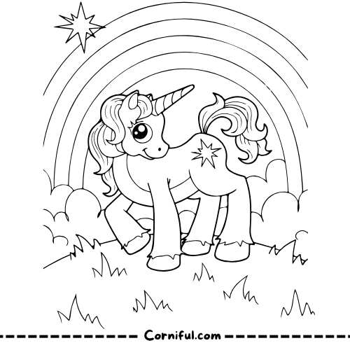 Rainbow unicorn coloring page