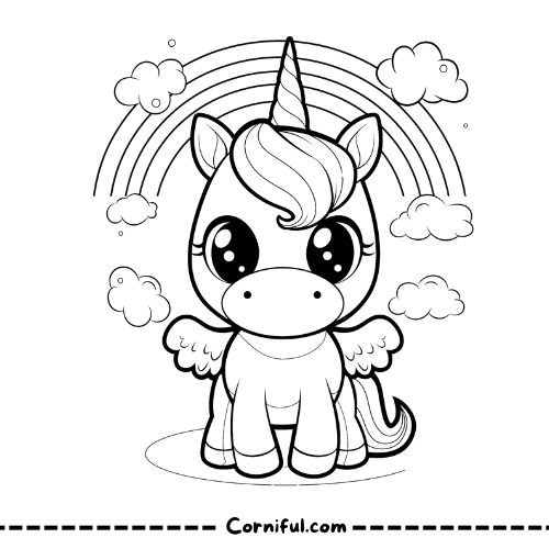 Rainbow unicorn coloring page