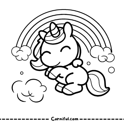 Rainbow unicorn coloring page