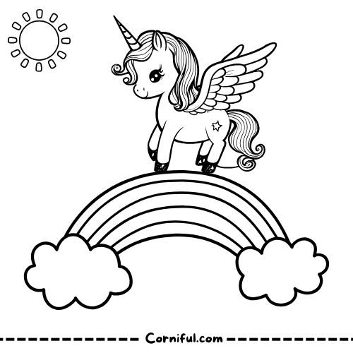 Rainbow Unicorn Coloring Page