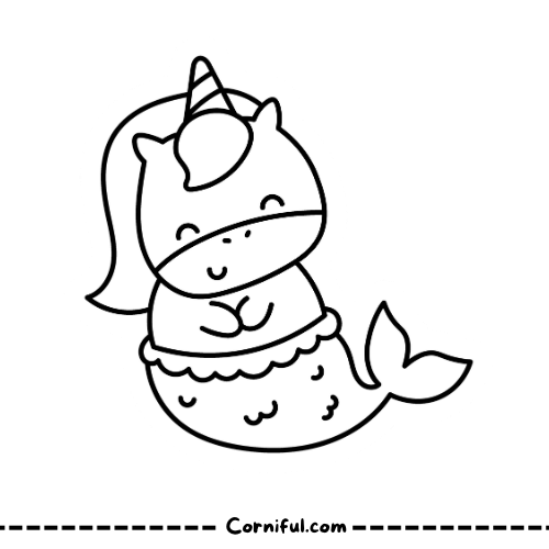 Charming Mermaid Unicorn Coloring Page