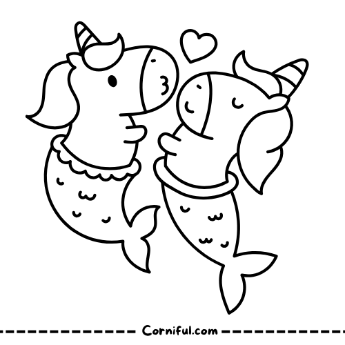 Lovely Mermaid Unicorn Coloring Page