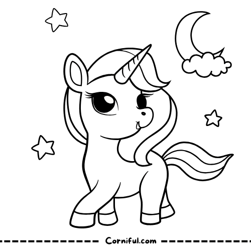 Cute Baby Unicorn Coloring Page