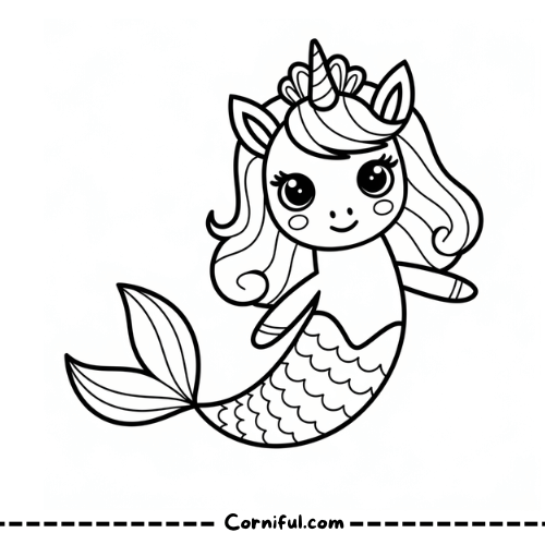 Mermaid Unicorn Coloring Page