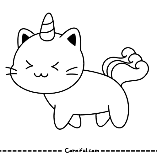 Cat Unicorn Coloring Page