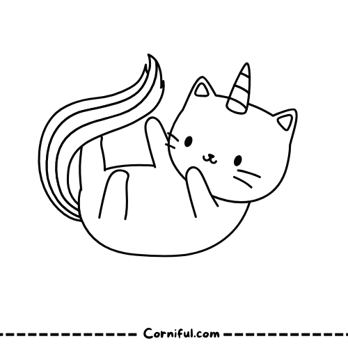 Cat Unicorn Coloring Page