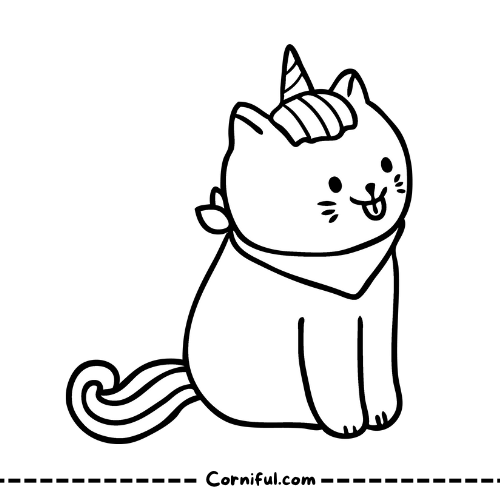 Simple Cat Unicorn Coloring Page