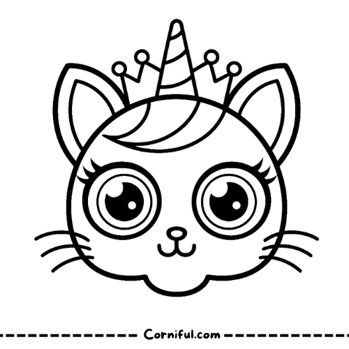 Cat Unicorn Face Coloring Page