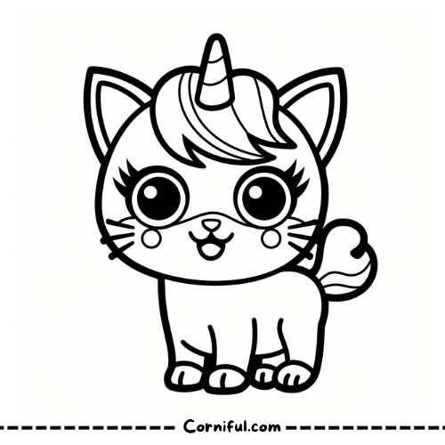 Cat Unicorn Coloring Page