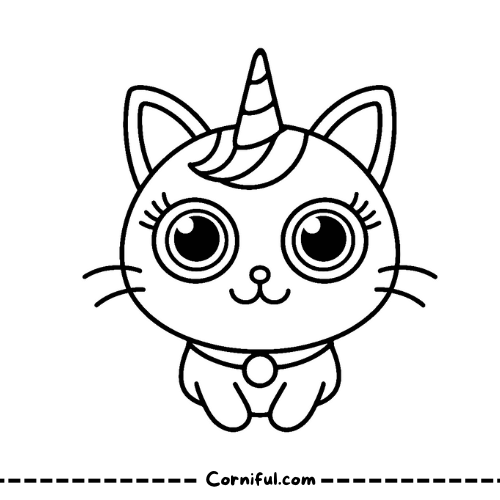 Cat Unicorn Coloring Page