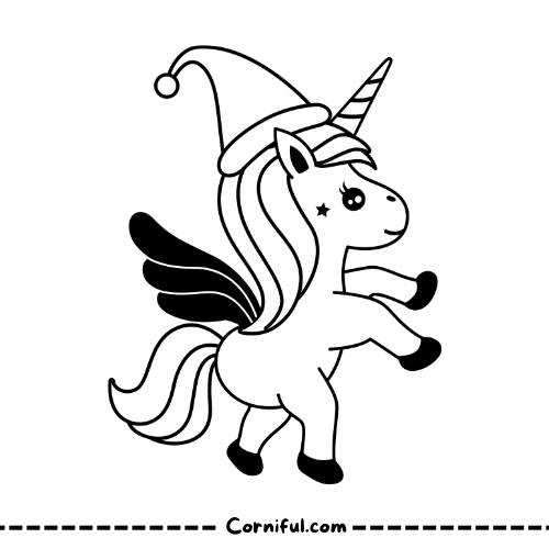 Christmas Unicorn Coloring Page