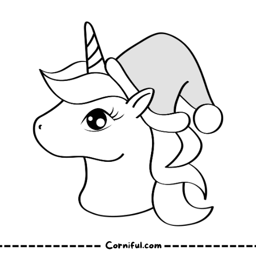 Christmas Unicorn Coloring Page