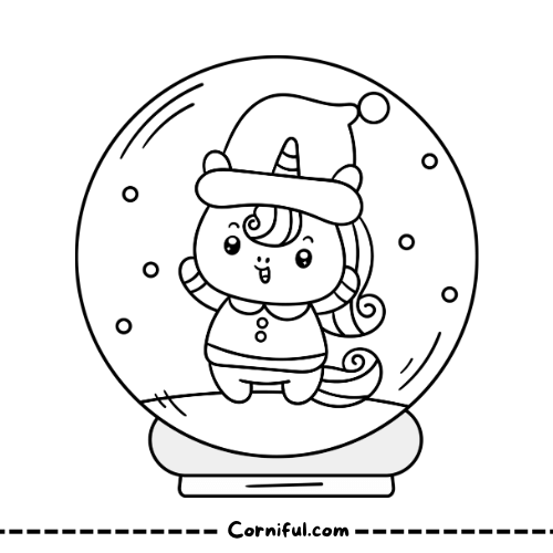 Christmas Unicorn Coloring Page