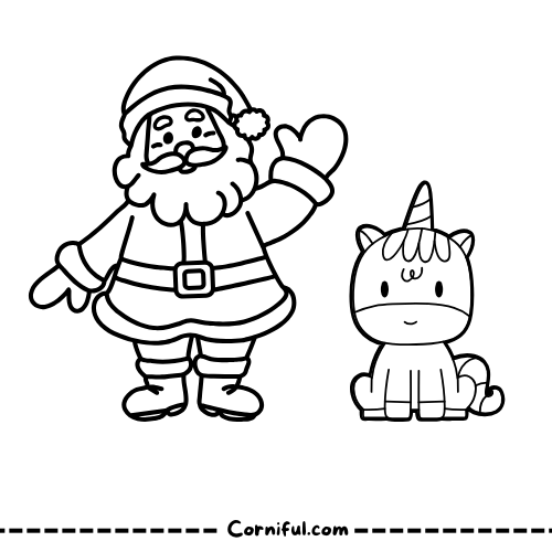 Christmas Santa Unicorn Coloring Page