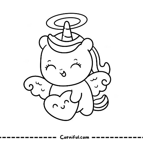 Angel  Baby Unicorn Coloring Page