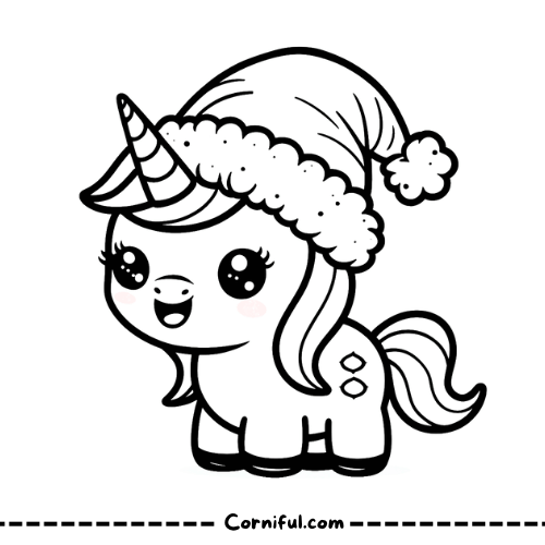 Christmas Unicorn Coloring Page