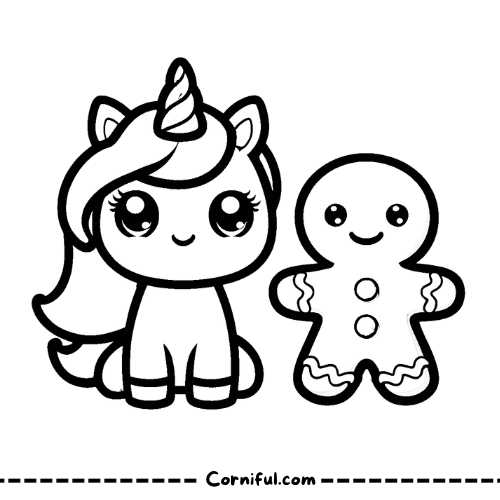 Gingerbreed Unicorn Coloring Page