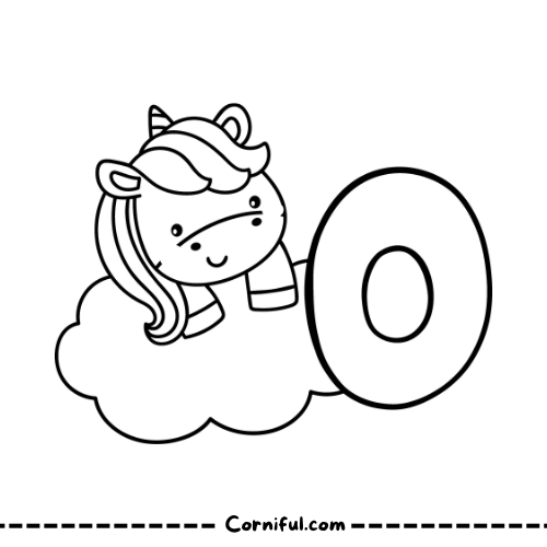 Unicorn Coloring Page with number 0