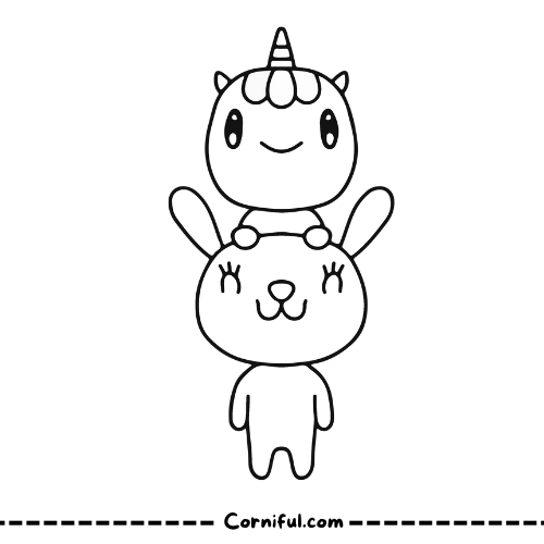 Bunny with Unicorn Coloring Page