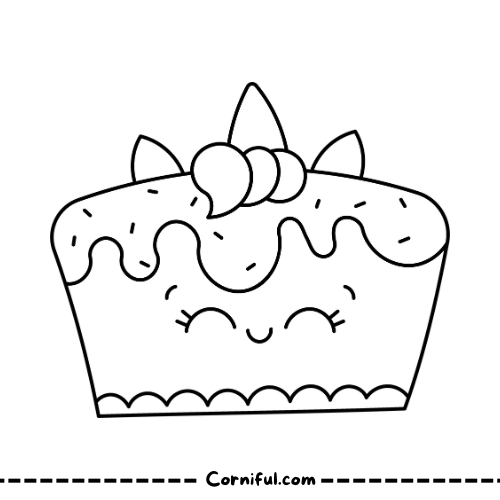 Unicorn Cake Coloring Page